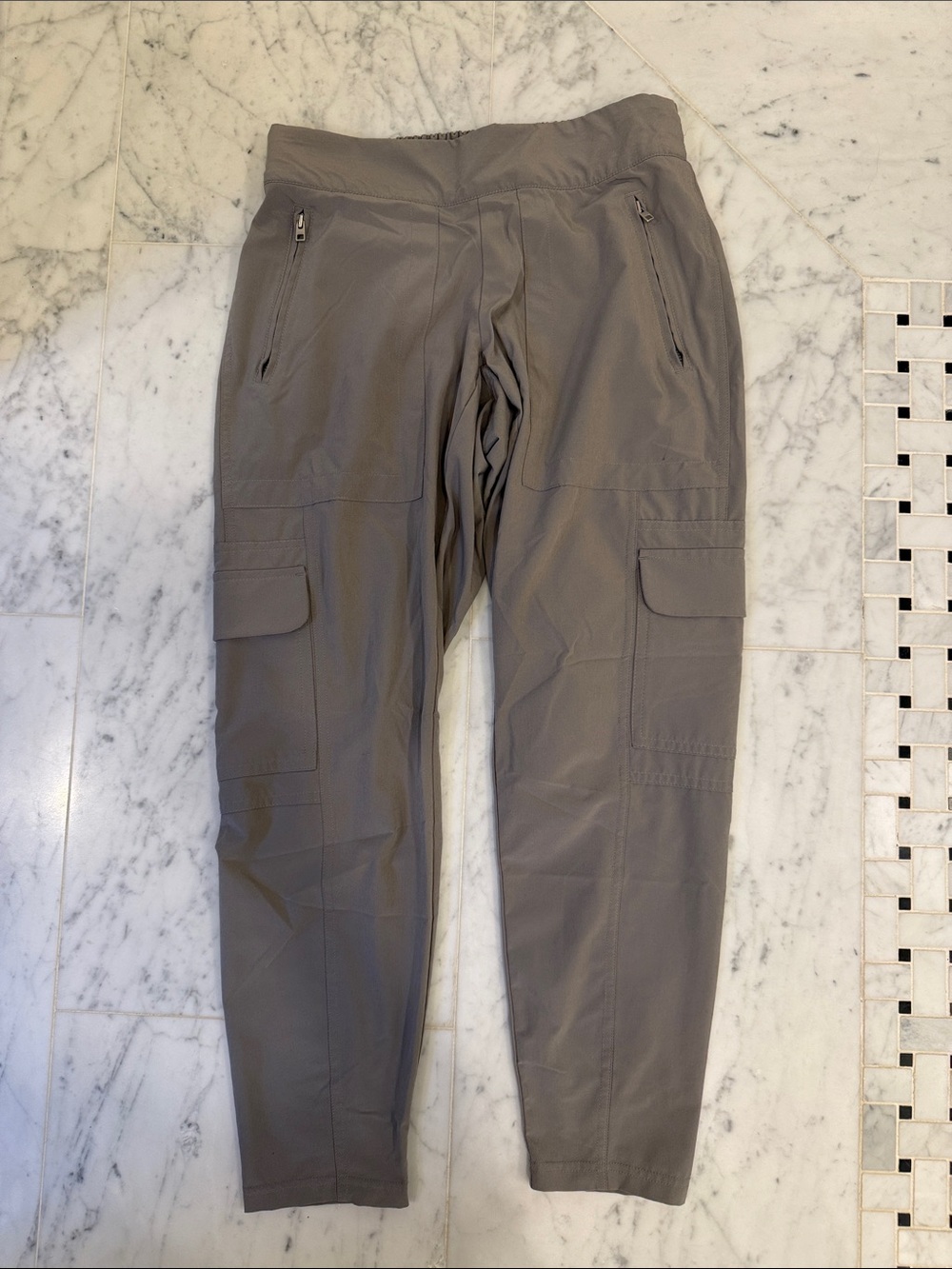 Athleta Taupe Gray Cargo Jogger Pants
